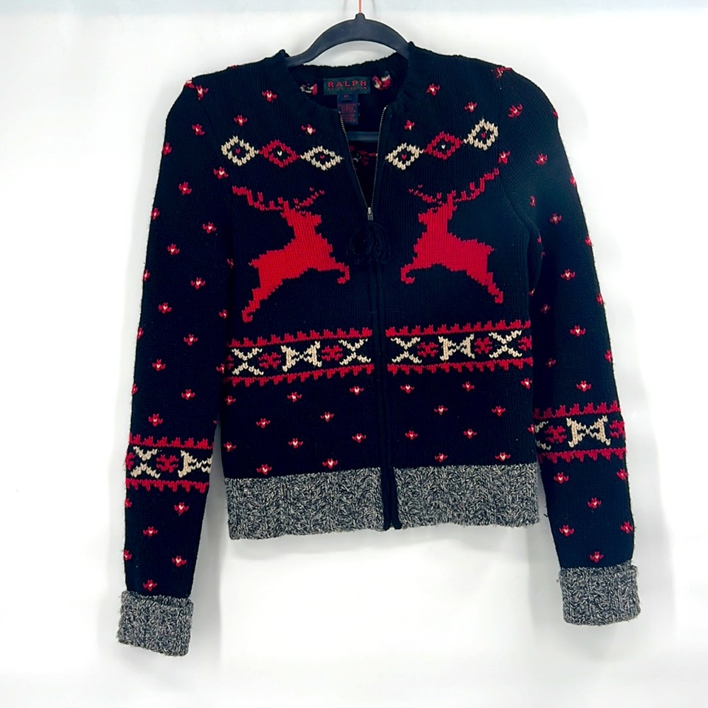 Nordic Reindeer Sweater vintage Ralph Lauren Scandinavian 100% Lambswool